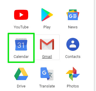 put google calendar icon on apps page windows 10